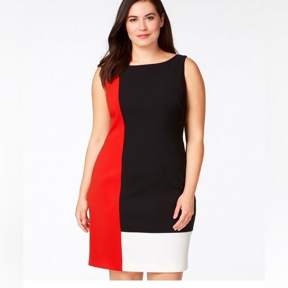 Lauren Ralph Lauren Womens Size 16 Color Block Sheath Dress Knee Length - Picture 1 of 8
